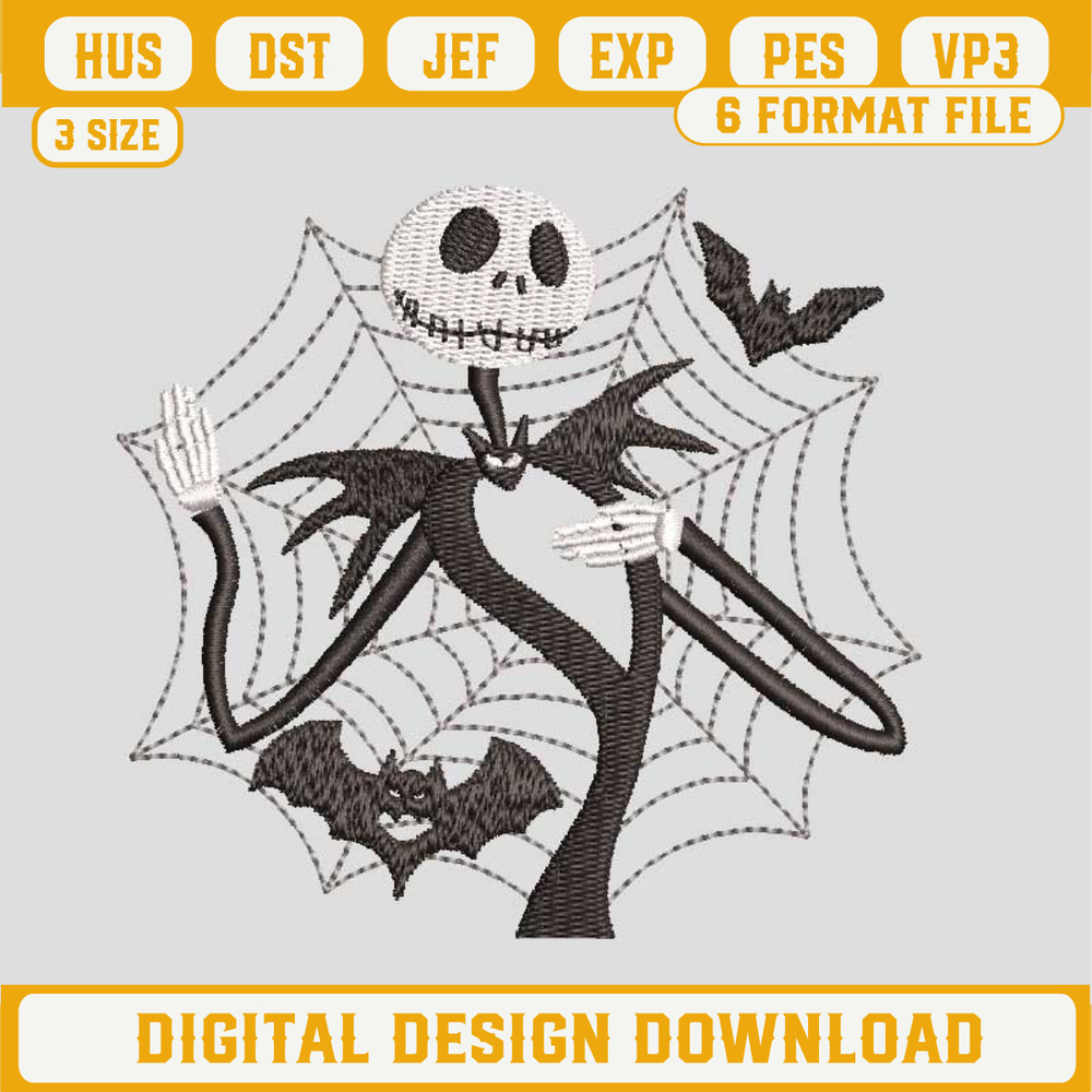 Jack Skellington Embroidery Design, Jack Skellington Embroidery Files, The Nightmare Before Christmas Machine Embroidery Design.jpg