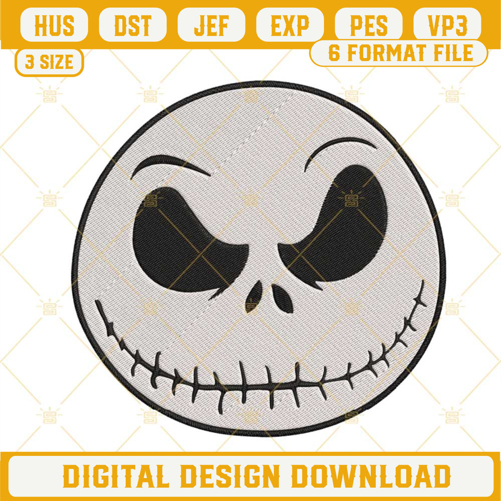 Jack Skellington Face Embroidery Designs, Nightmare Before Christmas Face Embroidery Files.jpg