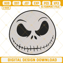 jack skellington face embroidery designs, nightmare before christmas face embroidery files