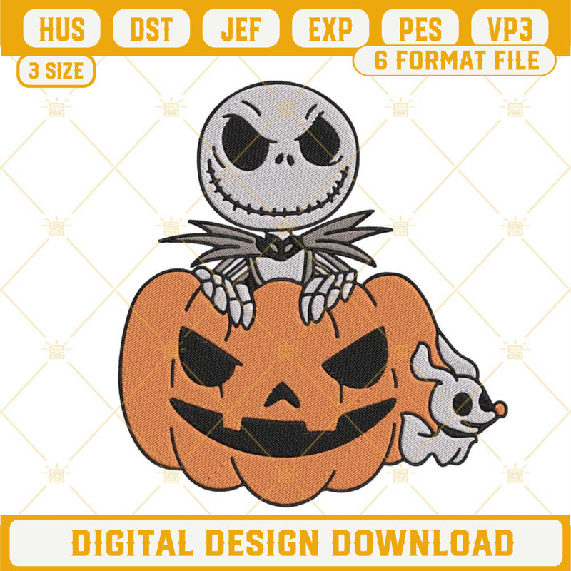 Jack Skellington In The Pumpkin Embroidery Designs, Halloween Embroidery Files.jpg