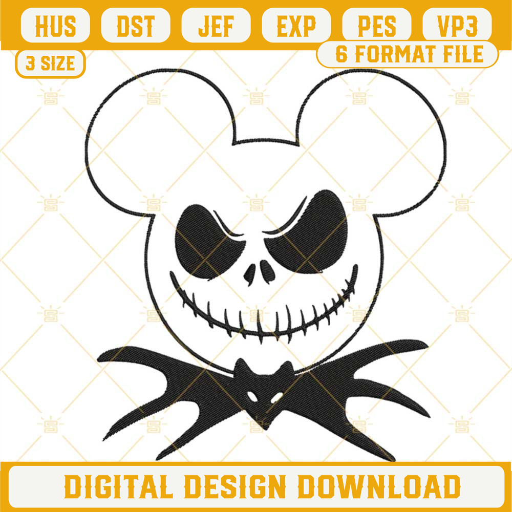 Jack Skellington Mickey Embroidery Designs, Nightmare Before Christmas Disney Mouse Embroidery PES Files.jpg
