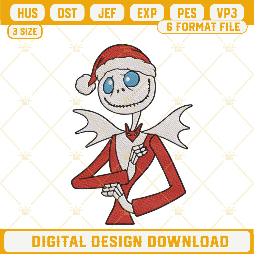 Jack Skellington Santa Claus Embroidery File, Jack Skellington Christmas Embroidery Design.jpg