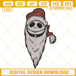 jack skellington santa hat embroidery design files