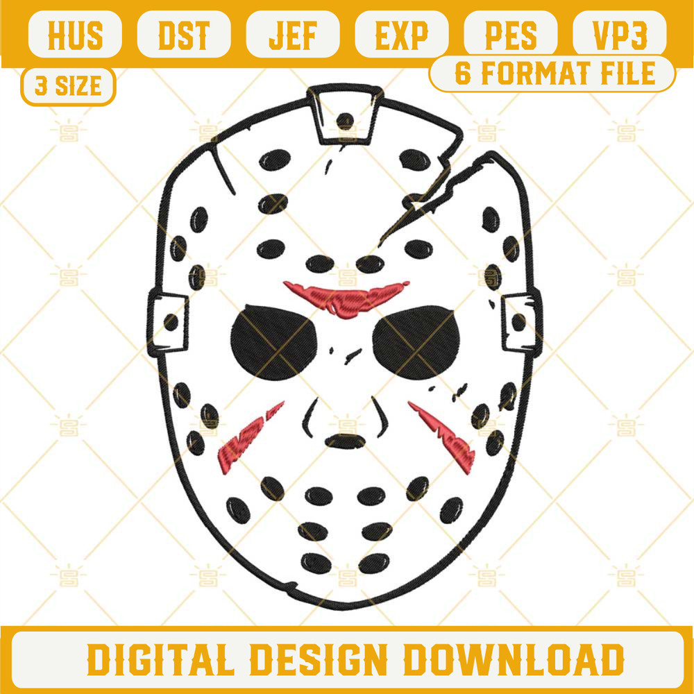 Jason Voorhees Mask Embroidery Designs, Jason Voorhees Embroidery Design File.jpg