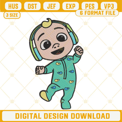 jj cocomelon dance embroidery designs, cute baby embroidery files