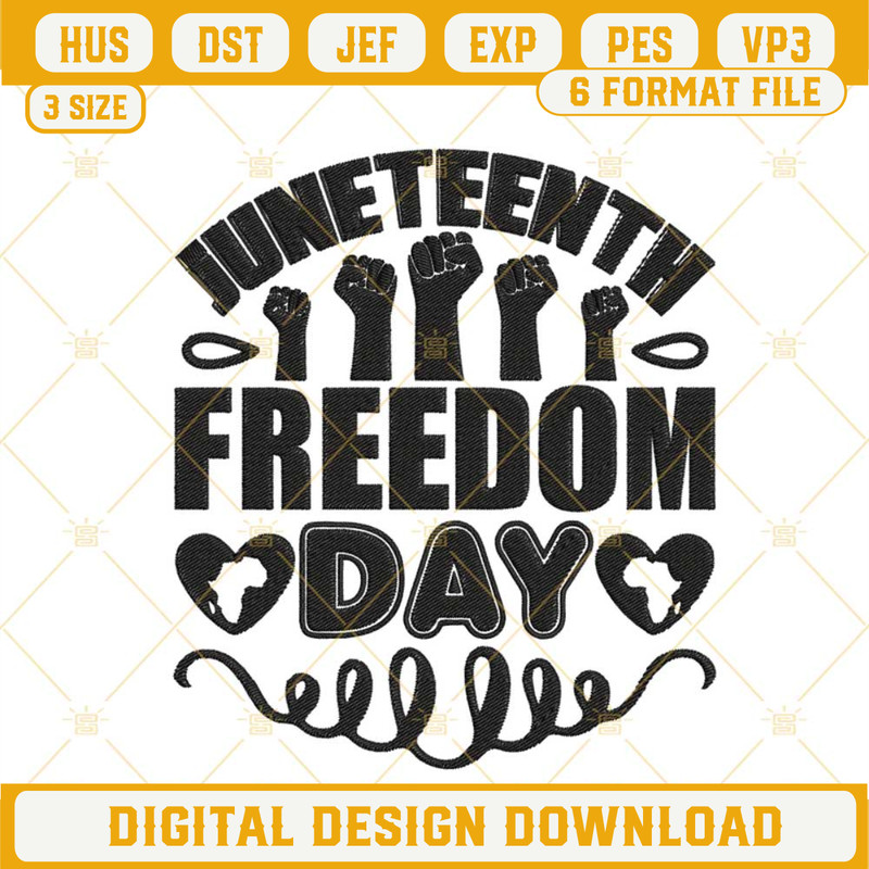 Juneteenth Freedom Day Fist Hand Embroidery Design Files.jpg