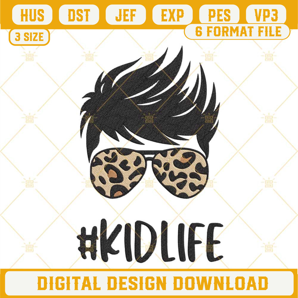 Kid Life Leopard Sunglasses Embroidery Design, Son Embroidery File.jpg