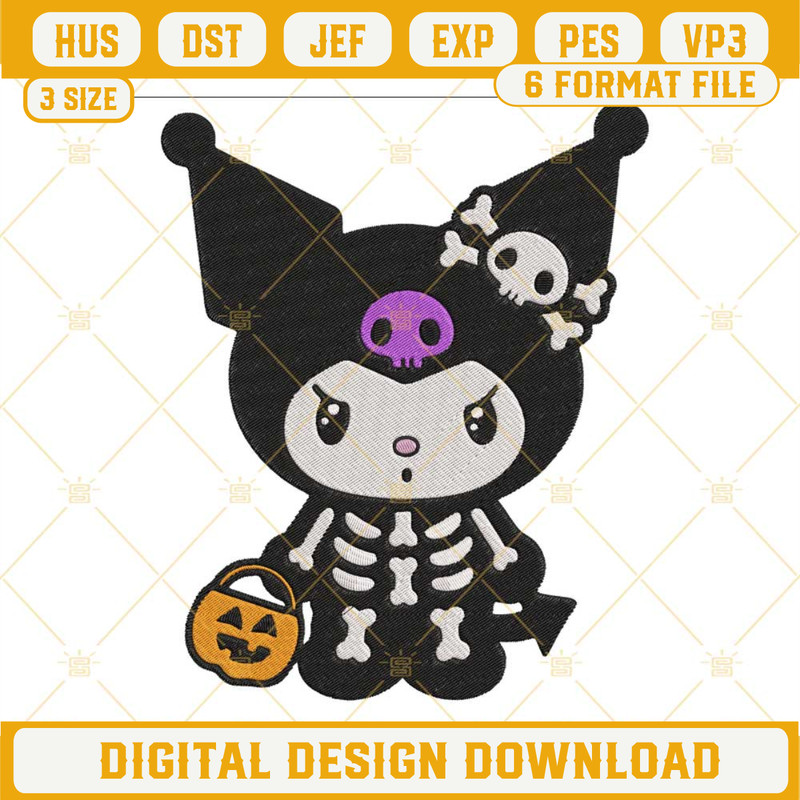 Kuromi Skeleton Halloween Embroidery Design Files.jpg