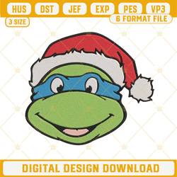 leonardo ninja turtles santa hat embroidery designs, ninja turtles christmas embroidery files