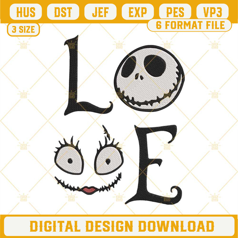 Love Jack And Sally Embroidery Designs, Nightmare Before Christmas Love Embroidery Files.jpg