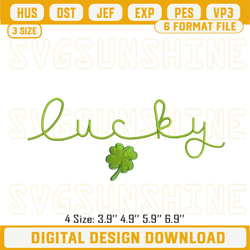 lucky green 4 leaf clover embroidery pattern, st patricks day lucky embroidery designs