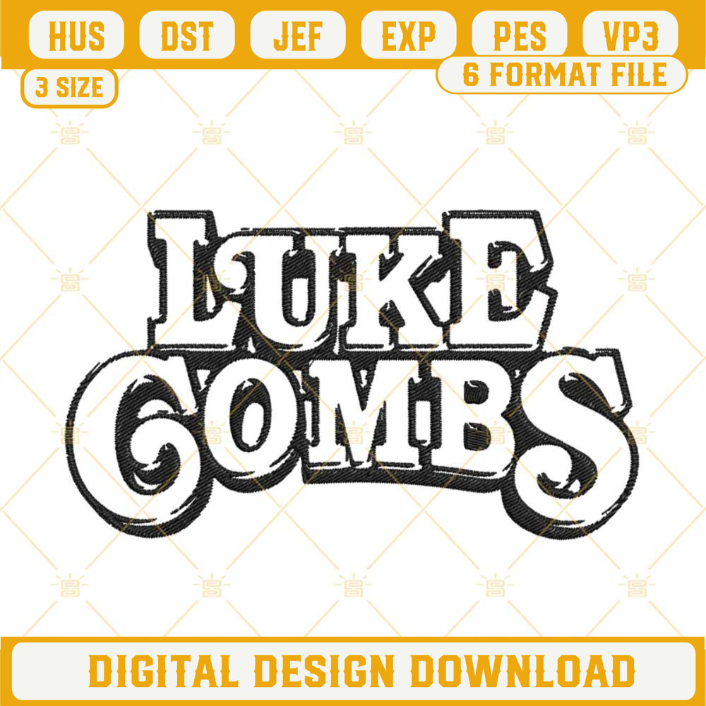 Luke Combs Embroidery Designs, American Country Music Singer Embroidery Files.jpg