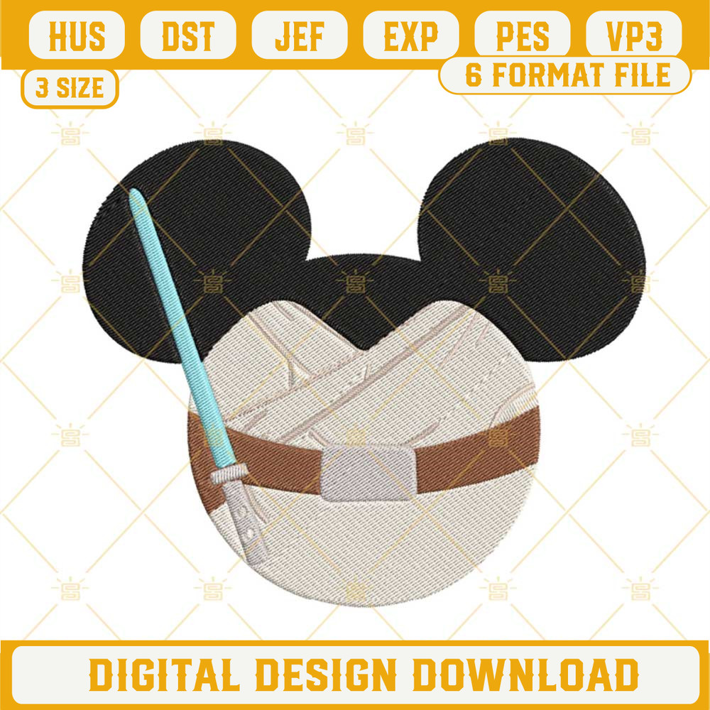 Luke Skywalker Mickey Mouse Embroidery Files, Star Wars Disney Machine Embroidery Designs.jpg