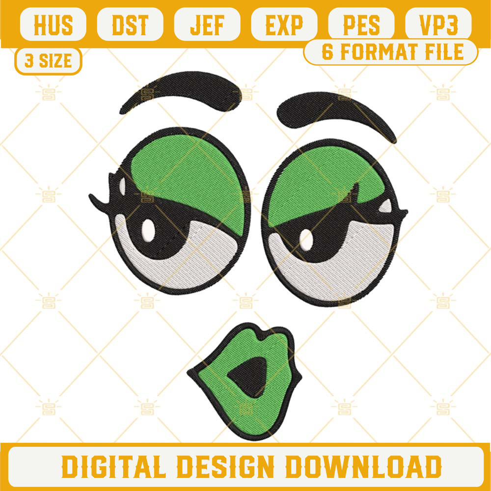 M And M Faces Green Embroidery Design, M And M Embroidery Design File.jpg