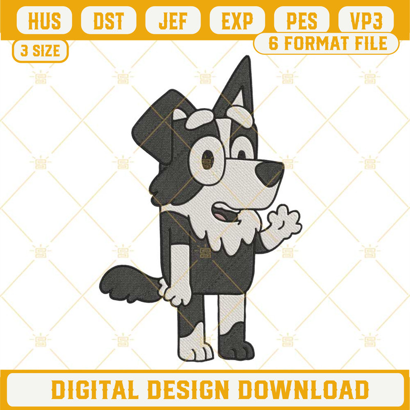 Mackenzie Border Collie Embroidery Design, Bluey Cartoon Machine Embroidery Files.jpg