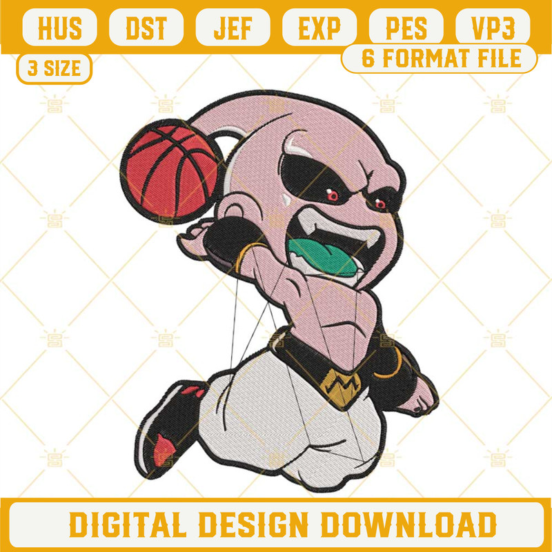 Majin Buu Basketball Embroidery Designs, Dragon Ball Z Basketball Machine Embroidery Files.jpg