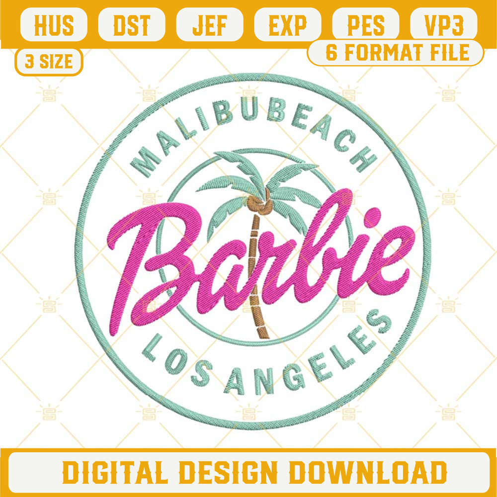 Malibu Beach Barbie Embroidery Files, Barbie Machine Embroidery Designs.jpg