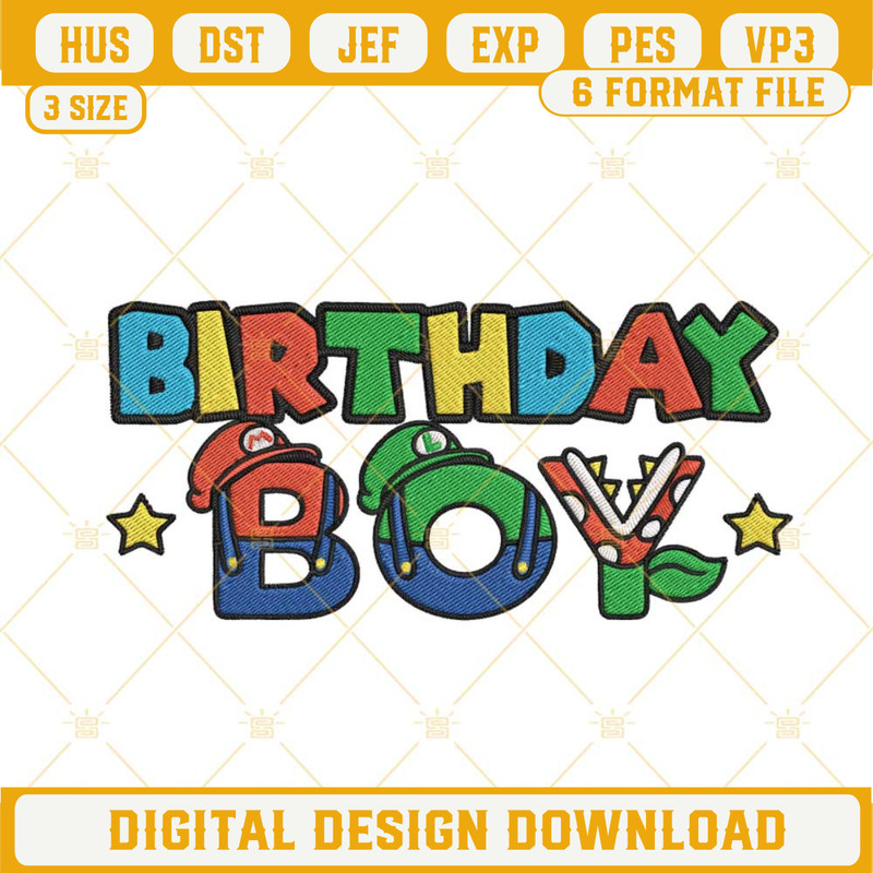 Mario Birthday Boy Embroidery Files, Super Mario Bros Party Embroidery Designs.jpg