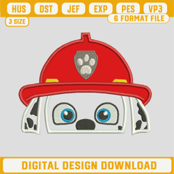 marshall paw patrol embroidery design, paw patrol embroidery files, marshall machine embroidery design