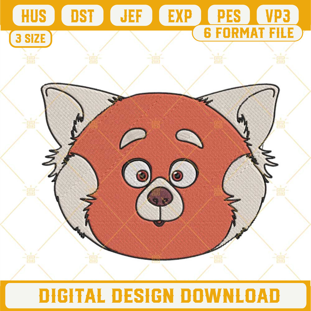 Meilin Lee Red Panda Face Embroidery Designs, Turning Red Panda Embroidery Files.jpg