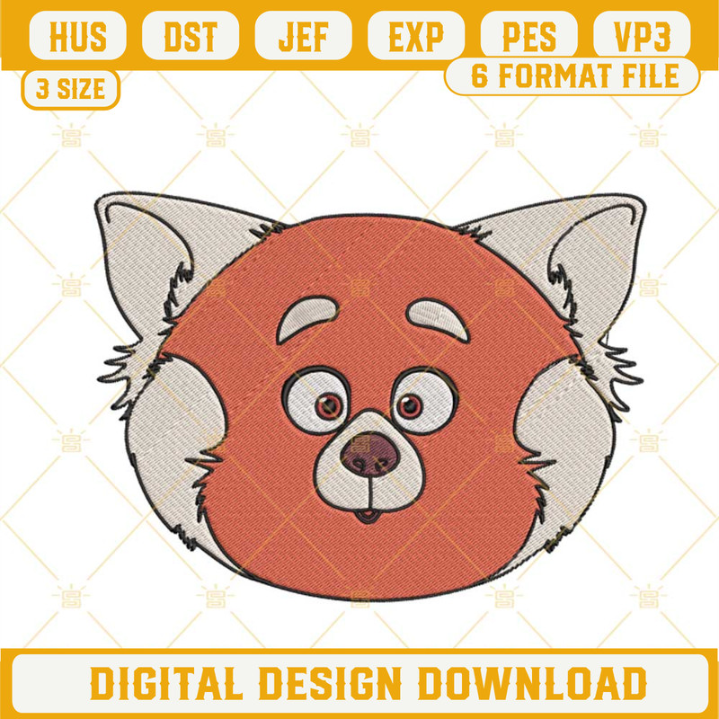 Meilin Lee Red Panda Face Embroidery Designs, Turning Red Panda Embroidery Files.jpg