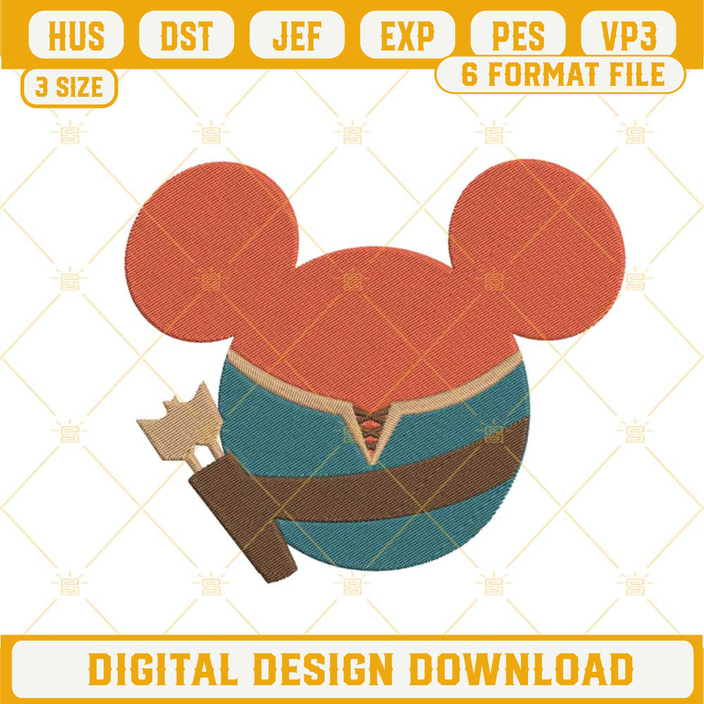 Merida Princess Mickey Head Embroidery Designs, Disney Brave Machine Embroidery Pattern Files.jpg
