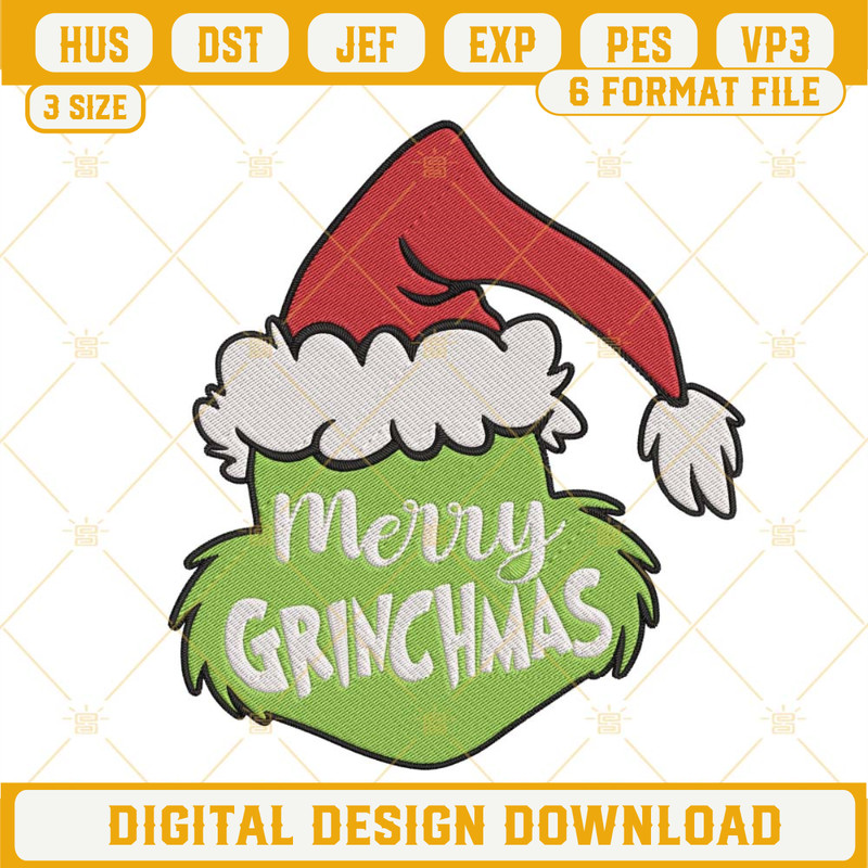 Merry Grinchmas Embroidery Designs, Grinch Machine Embroidery Files.jpg