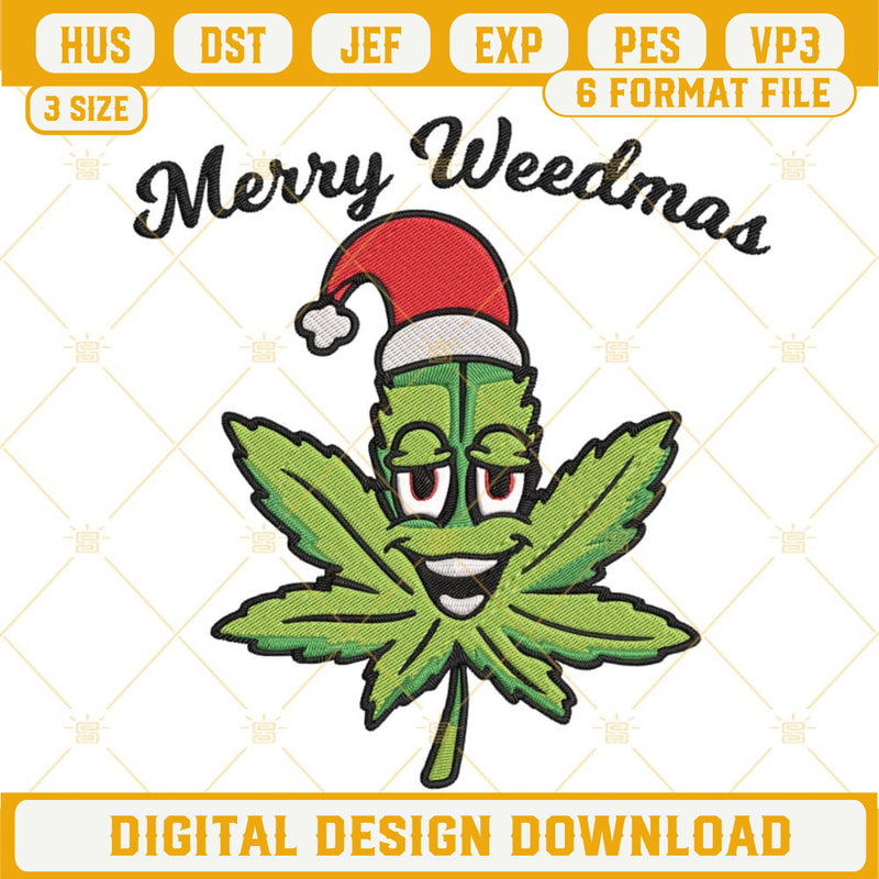 Merry Weedmas Embroidery Designs, Marijuana Funny Christmas Weed Embroidery Files.jpg