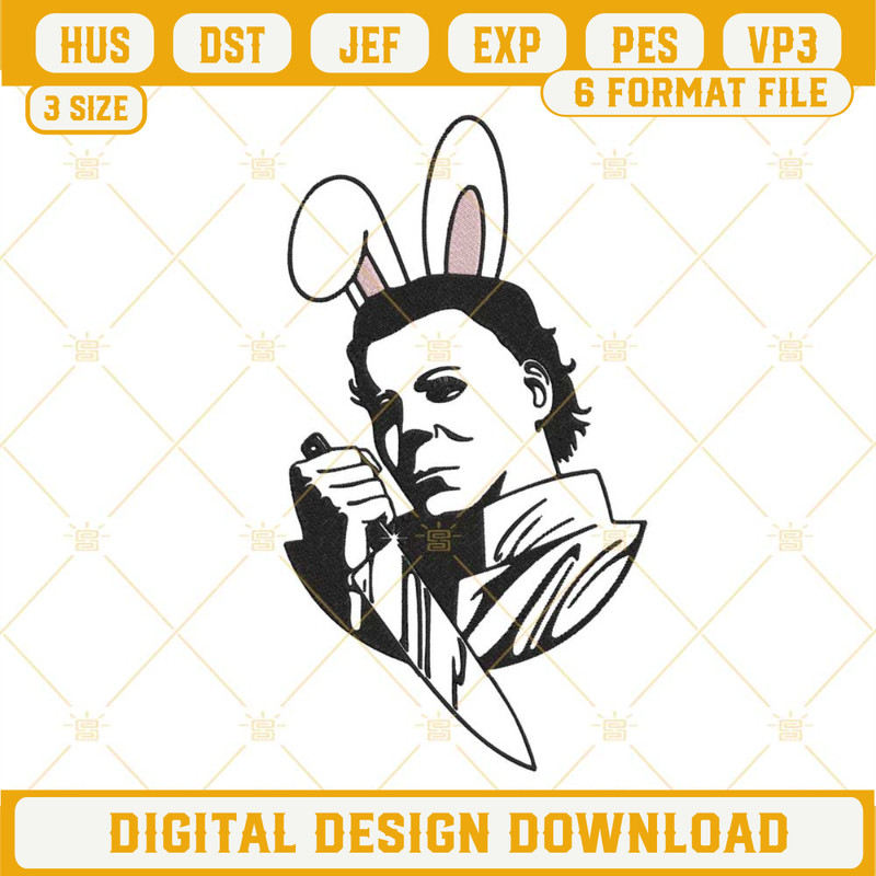 Michael Myers Easter Bunny Machine Embroidery Design, Horror Funny Easter Embroidery File.jpg