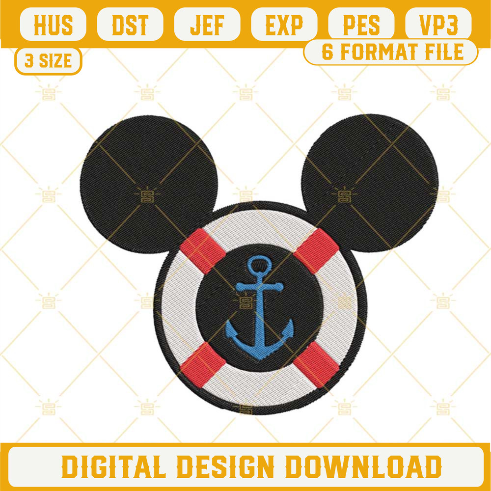 Mickey Anchor Machine Embroidery Design, Disney Cruise Line Embroidery File.jpg