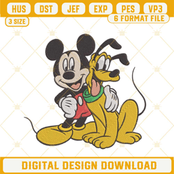 mickey and pluto embroidery design, disney friends embroidery file