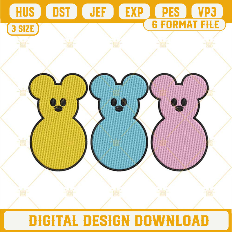 Mickey Bunny Peeps Embroidery Designs, Easter Disney Mouse Embroidery Files.jpg