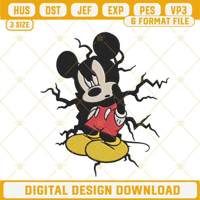 Mickey Cracked Wall Embroidery Designs, Disney Mouse Embroidery Files.jpg