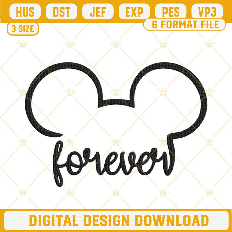 Mickey Ears Forever Embroidery Designs, Disney Valentines Day Embroidery Design File.jpg