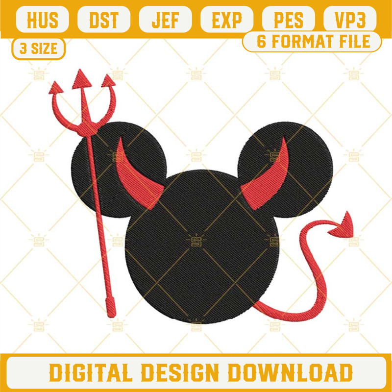 Mickey Head Devil Machine Embroidery Designs, Halloween Mickey Mouse Embroidery Files.jpg