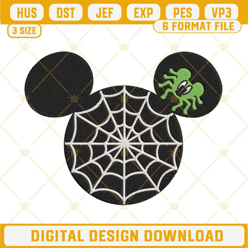 Mickey Head Spider Web Ears Embroidery Design Files.jpg