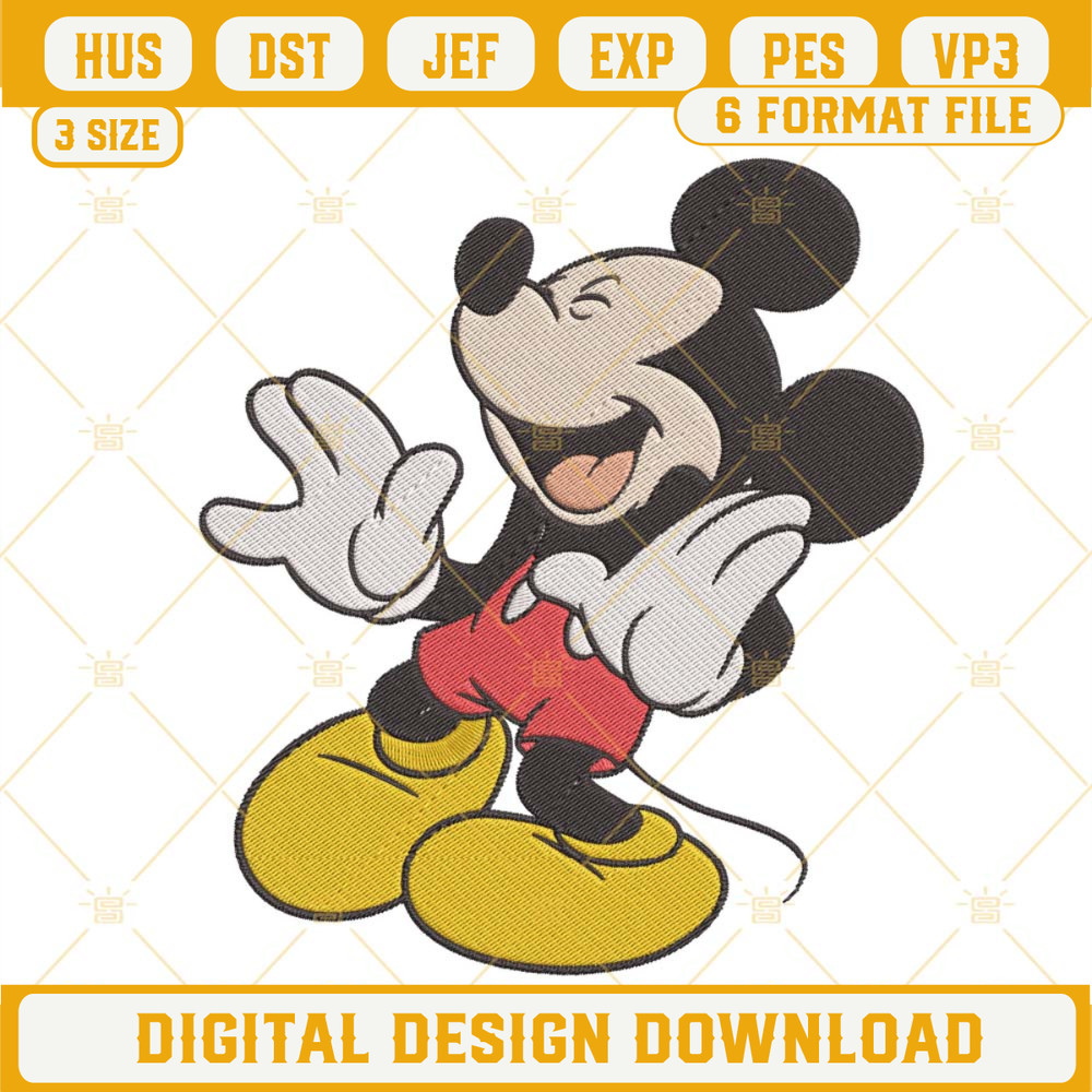Mickey Laugh Embroidery Design, Funny Disney Machine Embroidery File.jpg