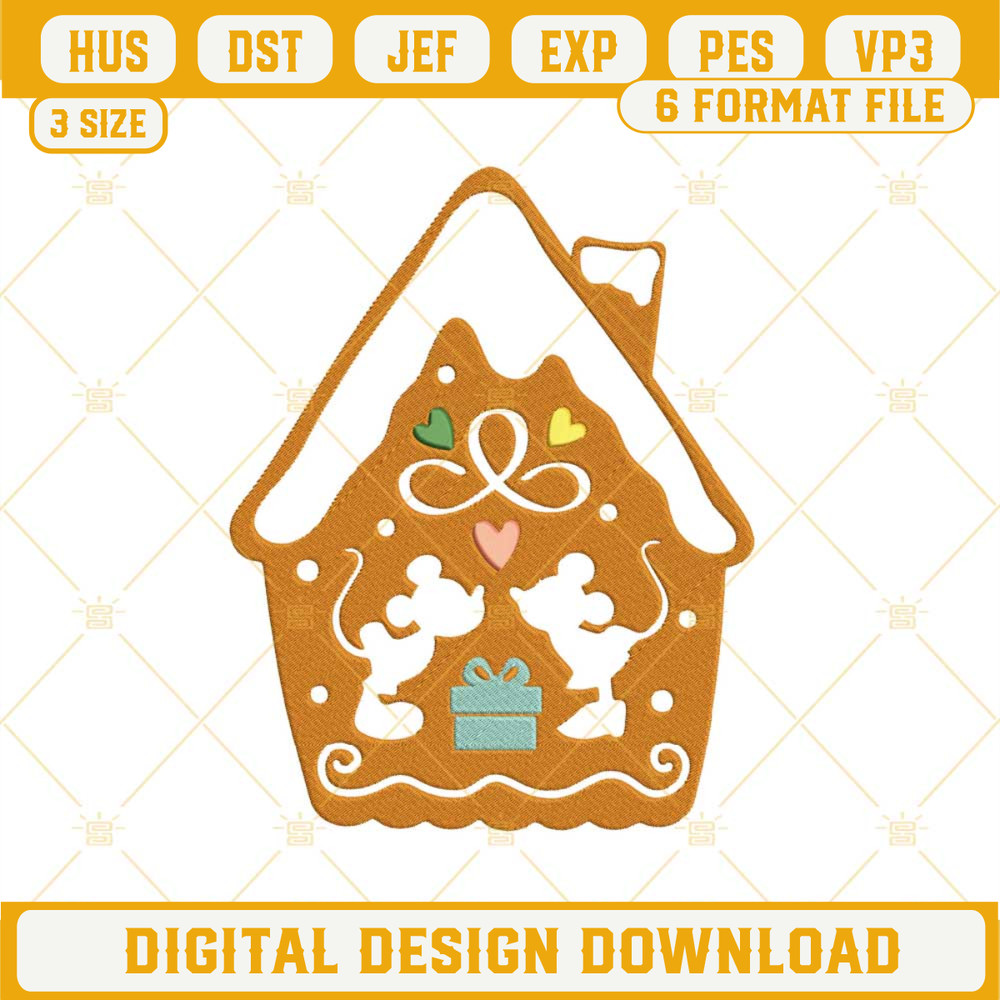 Mickey Minnie Gingerbread House Christmas Embroidery Design File.jpg