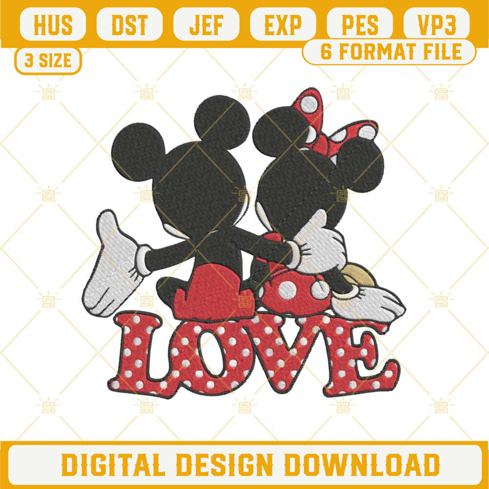 Mickey Minnie Love Embroidery Designs, Disney Happy Valentines Day Embroidery Design File.jpg
