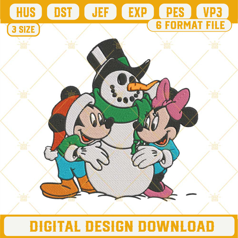 Mickey Minnie Winter Snowman Machine Embroidery Design File.jpg