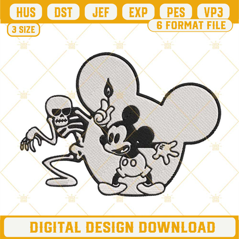 Mickey Mouse And Skeleton Embroidery Design, Spooky Mickey Halloween Embroidery File.jpg