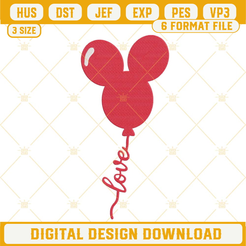Mickey Mouse Ears Love Balloon Embroidery Designs, Valentines Couple Embroidery Files.jpg