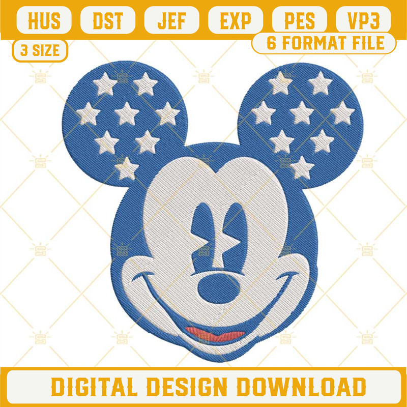 Mickey Mouse Face USA Flag Embroidery Design, Independence Day Disney Embroidery File.jpg