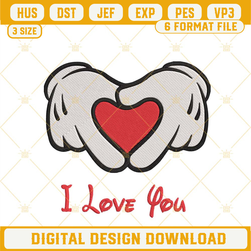 Mickey Mouse Hand Heart I Love You Embroidery File, Disney Valentine's Day Embroidery Designs.jpg