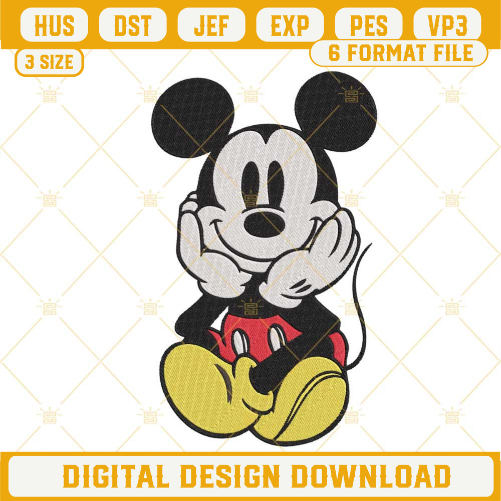 Mickey Mouse Smile Embroidery Designs, Disney Cartoon Machine Embroidery Files.jpg