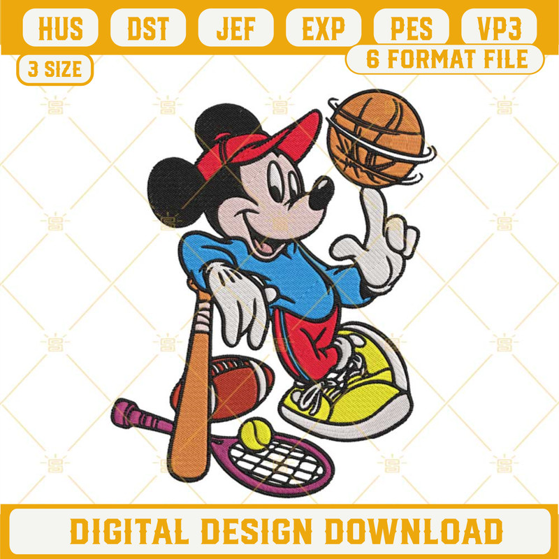 Mickey Mouse Sports Embroidery Design, Disney Embroidery File.jpg