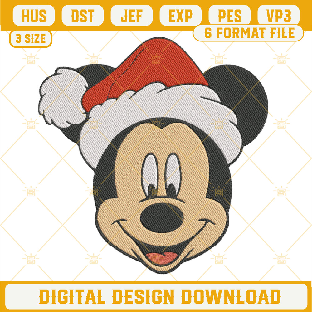 Mickey Santa Hat Christmas Embroidery Design File.png
