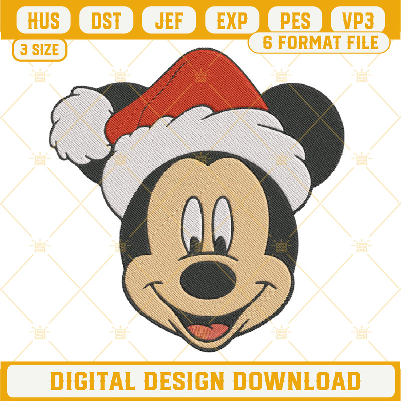 Mickey Santa Hat Christmas Embroidery Design File.png