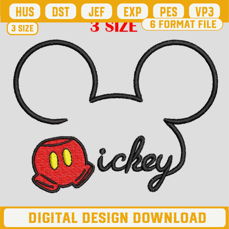 Mickey Silhouette Embroidery Design, Mickey Disney Embroidery Files, Mickey Mouse Machine Embroidery Design.jpg