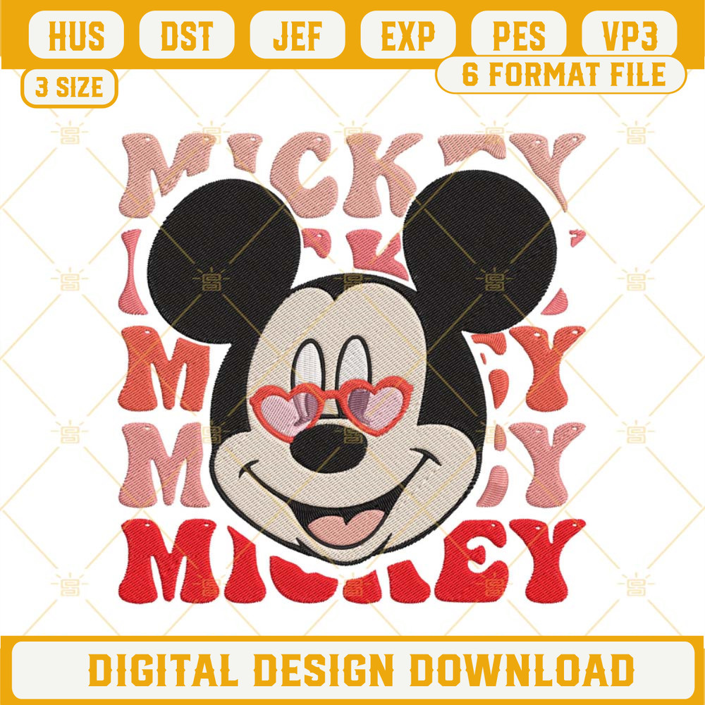 Mickey Valentine Embroidery Design, Valentine's Day Machine Embroidery Design Files.jpg